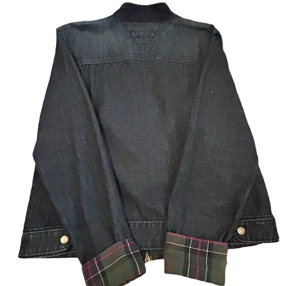 Tommy Hilfiger Dark Blue Jean Jacket with Plaid Accents - Picture 3 of 15